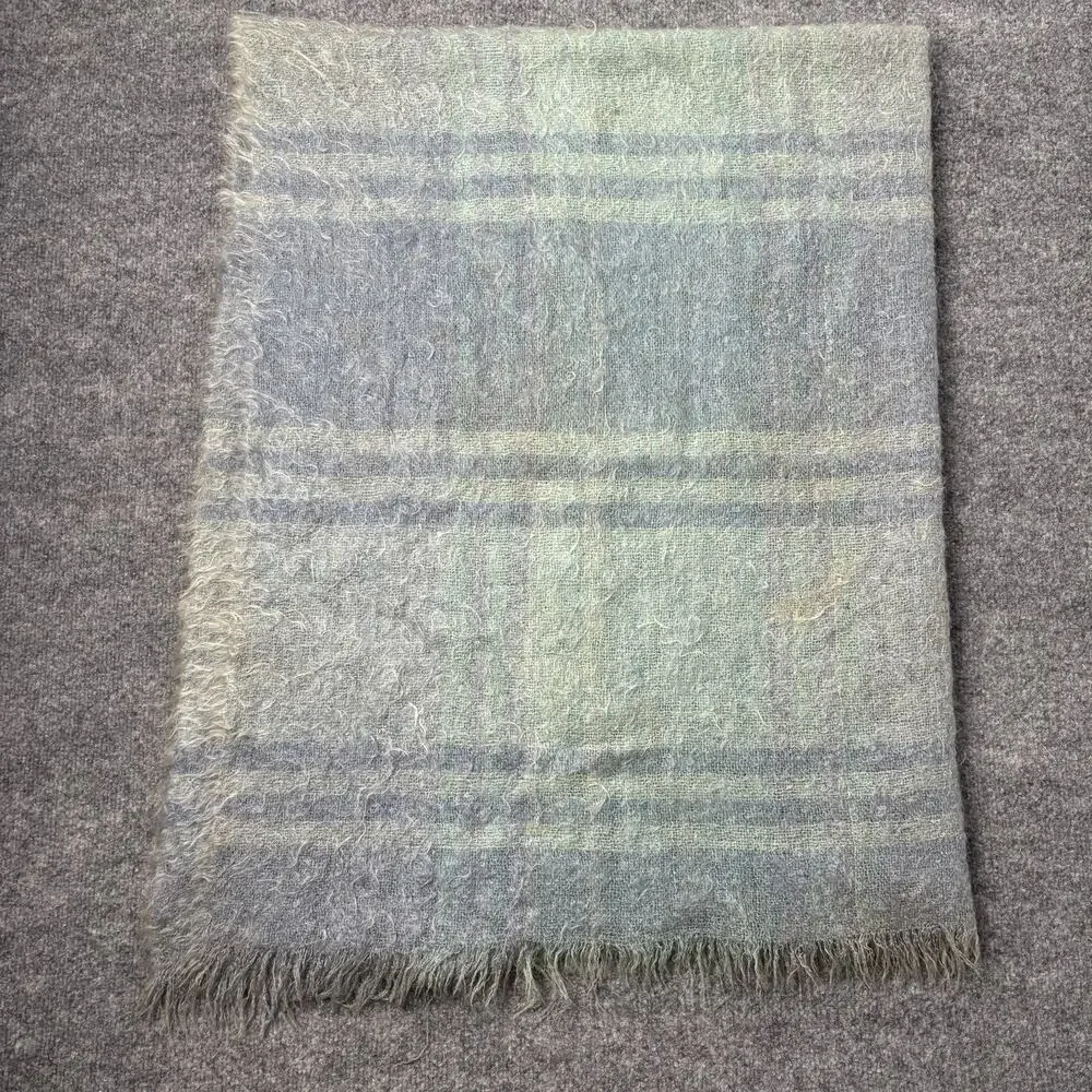Vintage 1970s 80s Hudson’s Bay 100% Mohair Plaid Made In Scotland 50x65” Throw